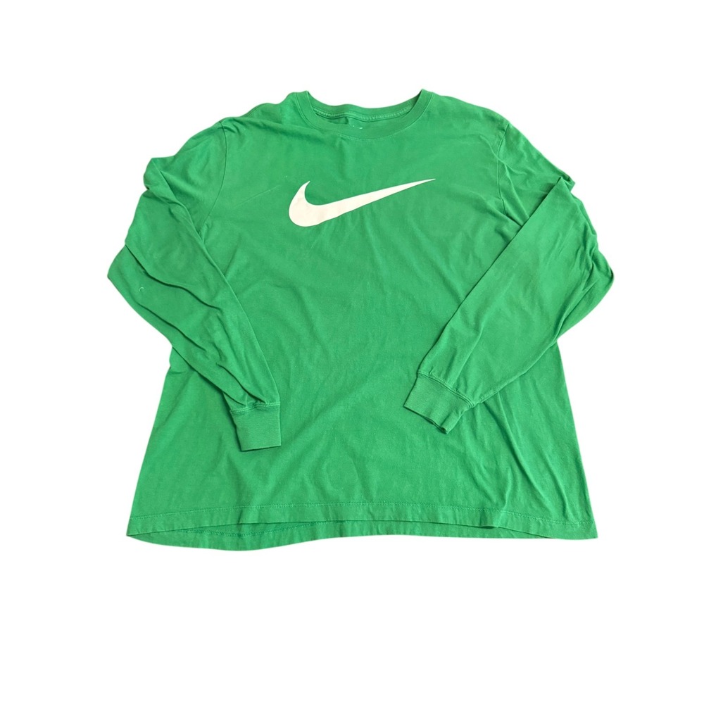Nike Mens XXL Green Long Sleeve Swoosh‎ Graphic Crewneck T-Shirt Tee